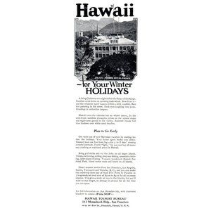 1924 Hawaii Vacation Holiday Travel Vintage Print Ad Iolani Royal Palace Photo